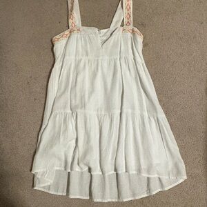 Blue Rain White Floral Embroidered Dress